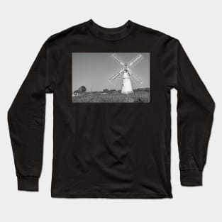 Traditional windmill on the riverbank in rural England Long Sleeve T-Shirt